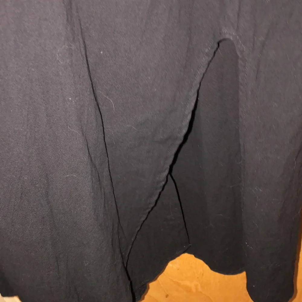 Long Sleeve Collard Button Down Shirt Dress Black With Side Slits Size Small - Picture 7 of 8